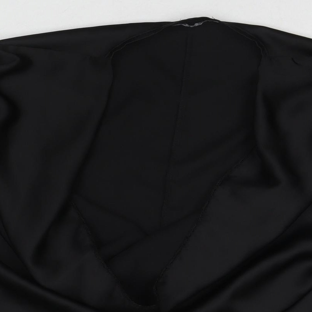 Boohoo Womens Black Polyester Basic Blouse Size 16 Cowl Neck