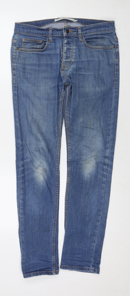 Mens UK Size 30 in Topman Regular Fit Straight Blue Jeans