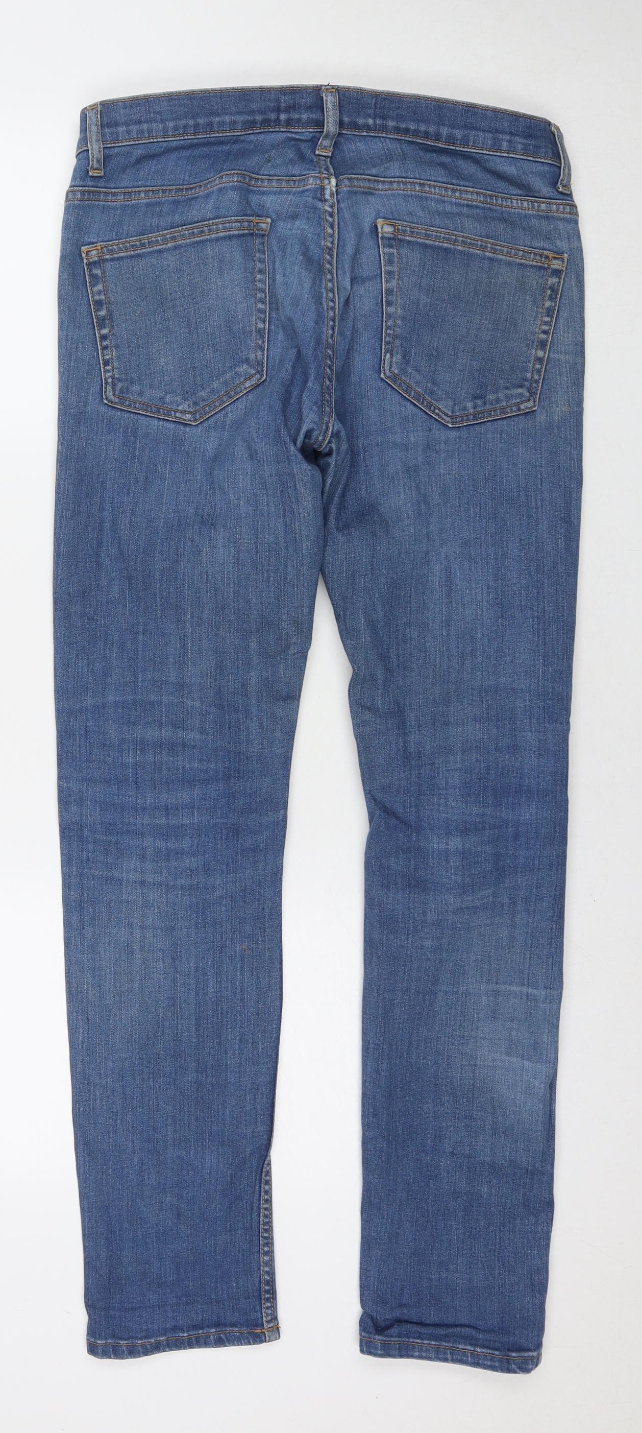 Mens UK Size 30 in Topman Regular Fit Straight Blue Jeans