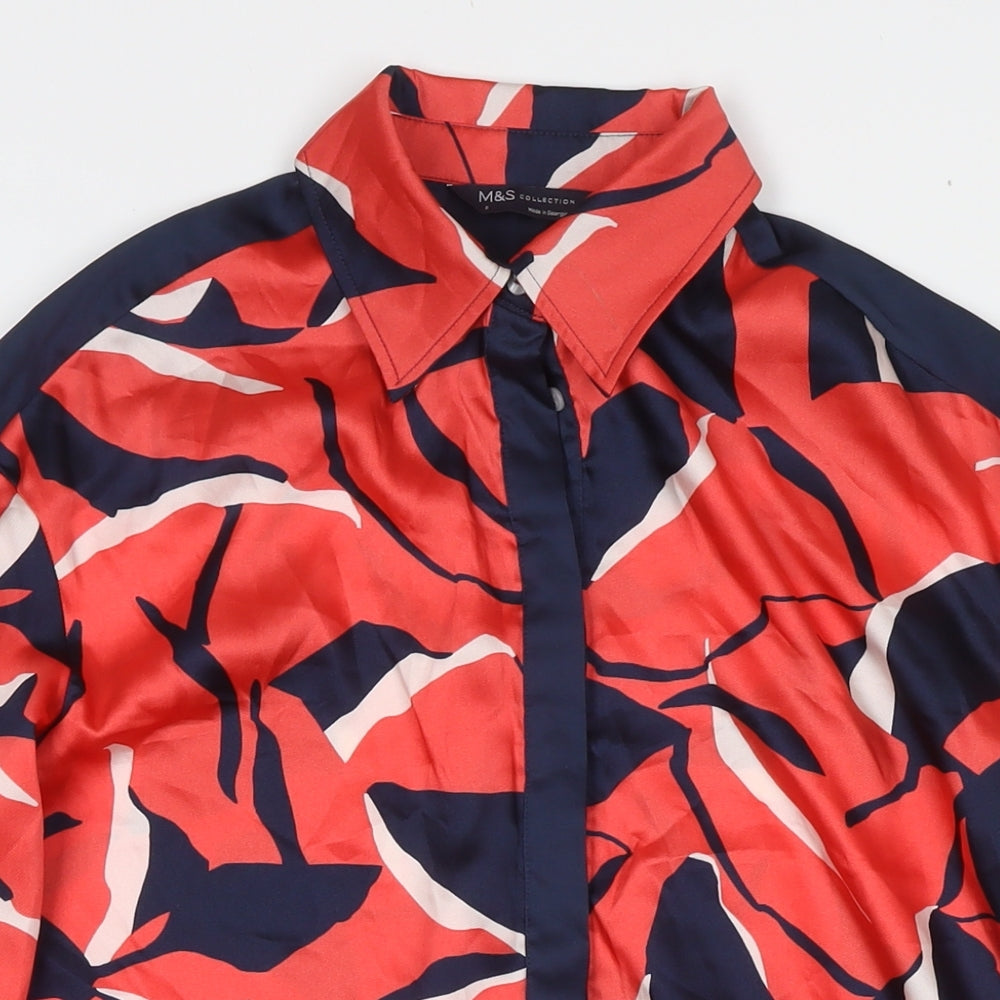 Womens UK Size 6 Marks and Spencer Red Tunic Button-Up