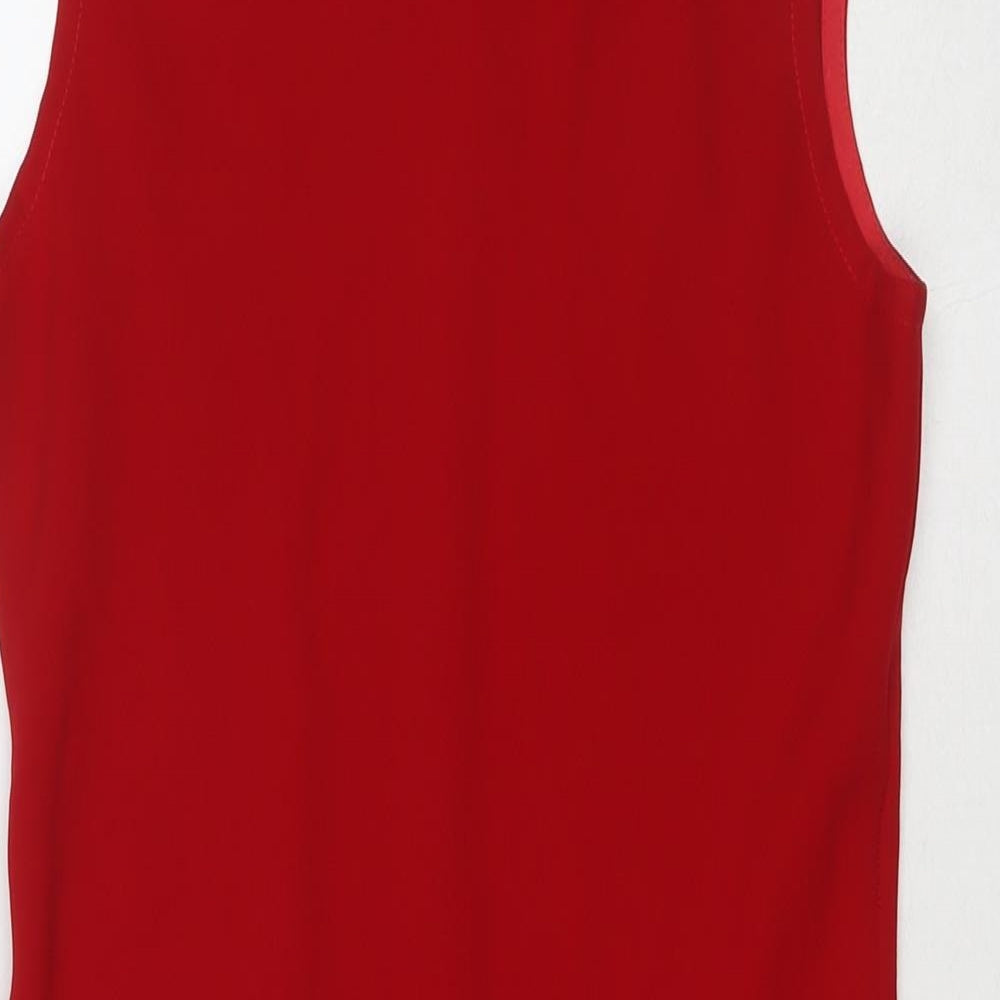 BHS Womens Red Polyester A-Line Size 12 Round Neck Pullover