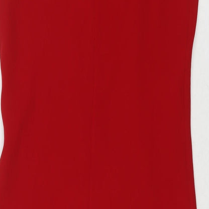 BHS Womens Red Polyester A-Line Size 12 Round Neck Pullover