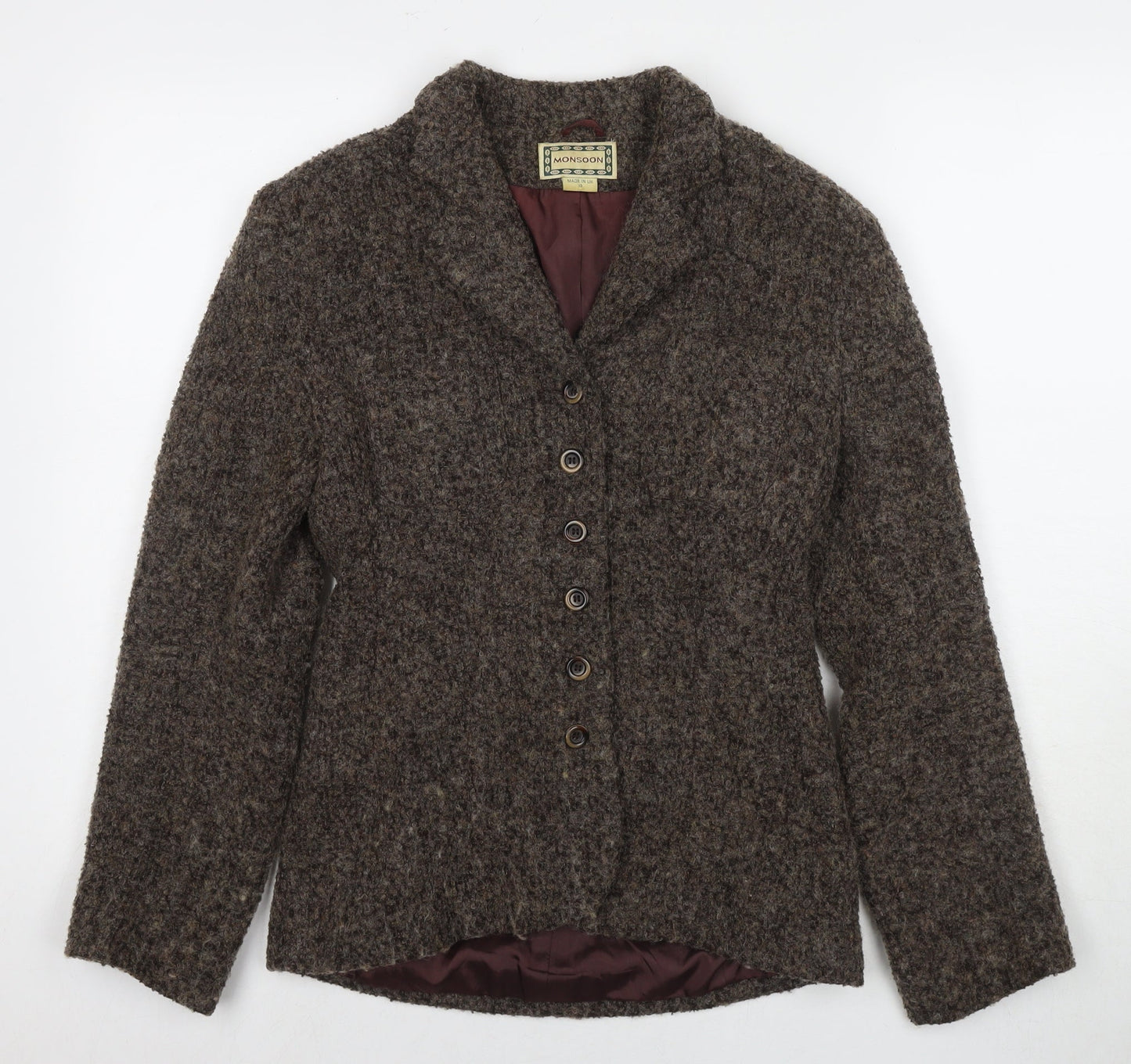 Womens UK Size 10 Monsoon Brown Pea Coat