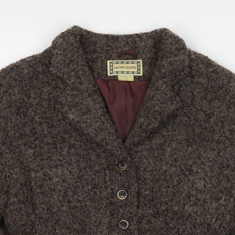 Womens UK Size 10 Monsoon Brown Pea Coat