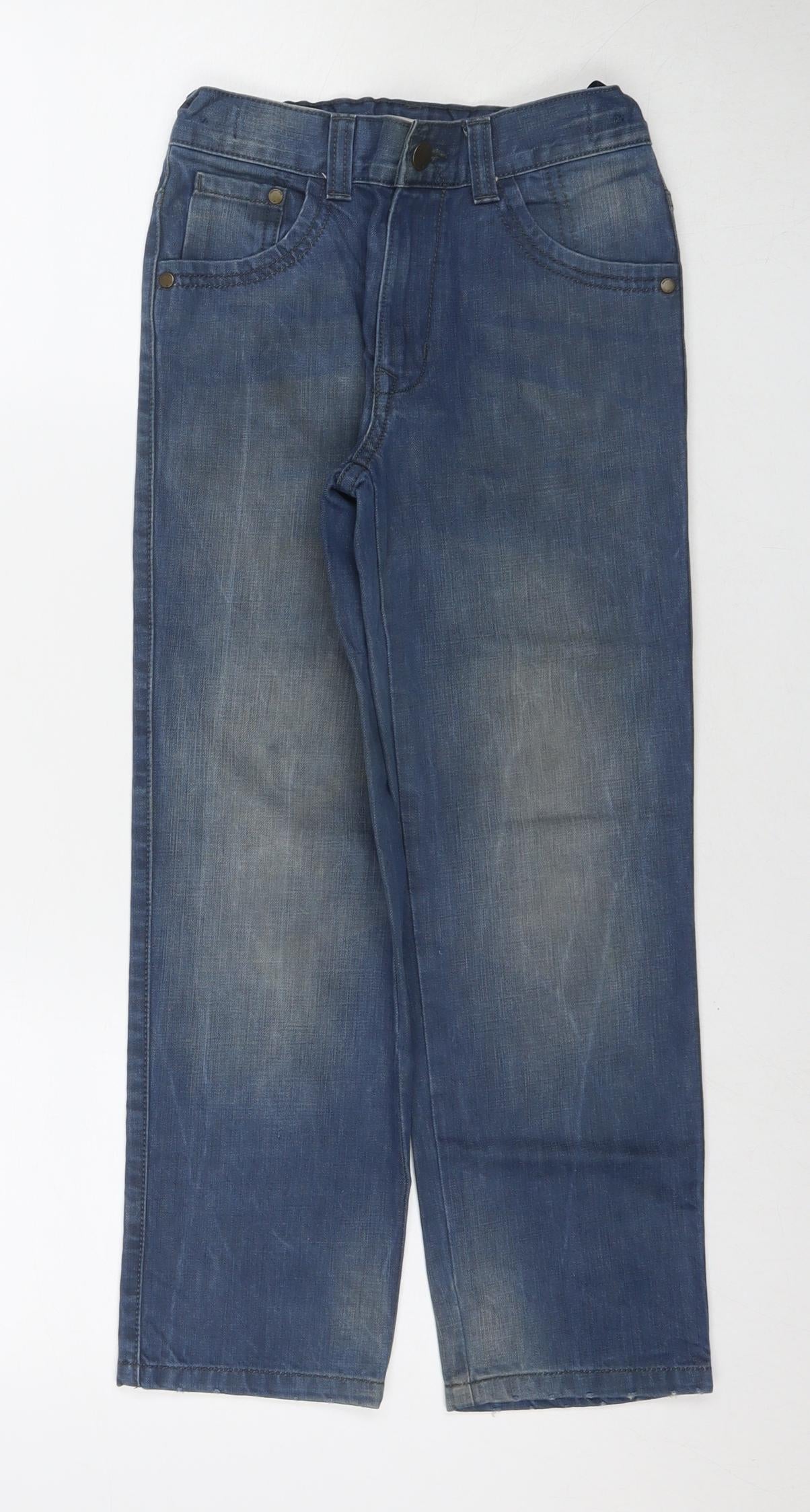 Indigo Boys Blue Cotton Straight Jeans Size 9 Years L23 in Regular Zip