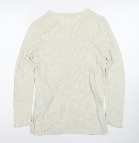 Gap Womens White Round Neck Polyester Pullover Jumper Size M