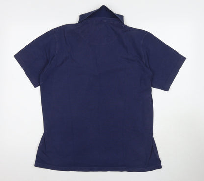 Cotton Traders Mens Blue Cotton Polo Size M Collared Pullover