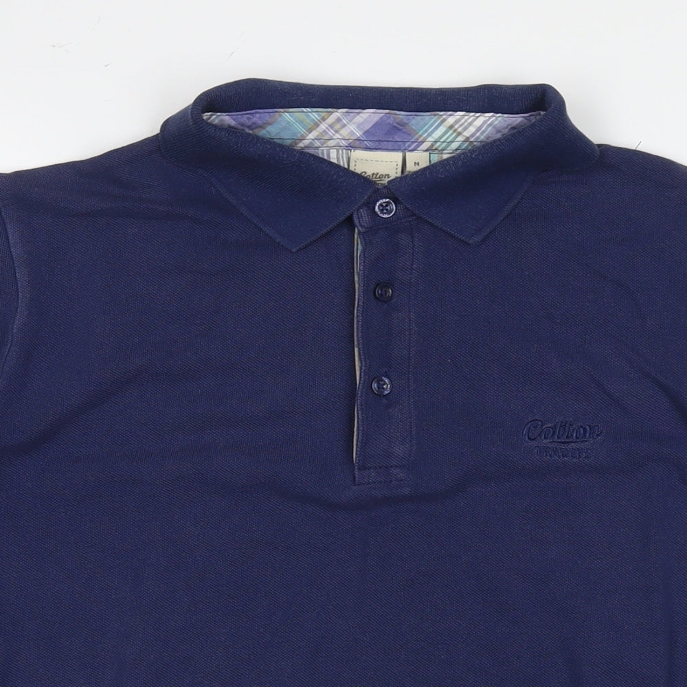 Cotton Traders Mens Blue Cotton Polo Size M Collared Pullover