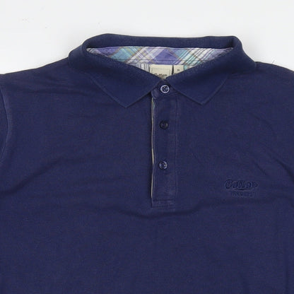 Cotton Traders Mens Blue Cotton Polo Size M Collared Pullover