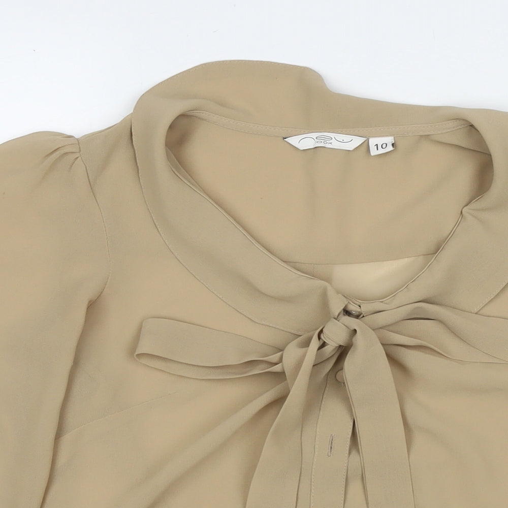Womens UK Size 10 New Look Brown Basic Button-Up