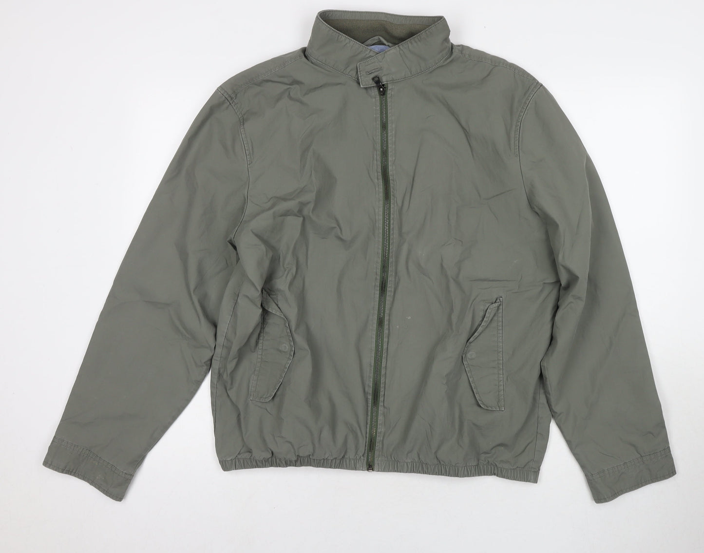 Marks and Spencer Mens Green Bomber Jacket Coat Size L Zip
