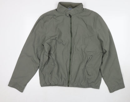 Marks and Spencer Mens Green Bomber Jacket Coat Size L Zip
