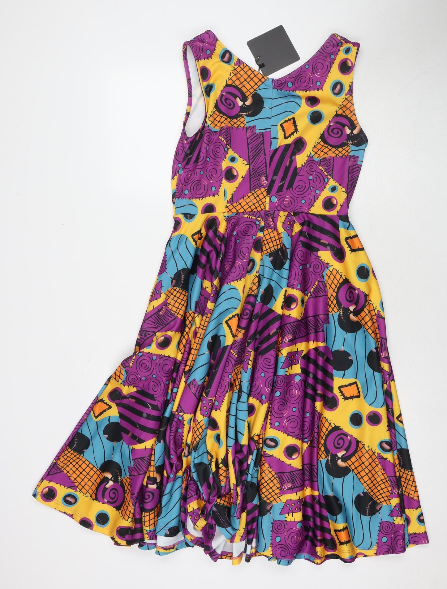 Made Whit Love Womens Multicoloured Geometric Polyester Trapeze & Swing Size 6 V-Neck Zip - Size 6-8