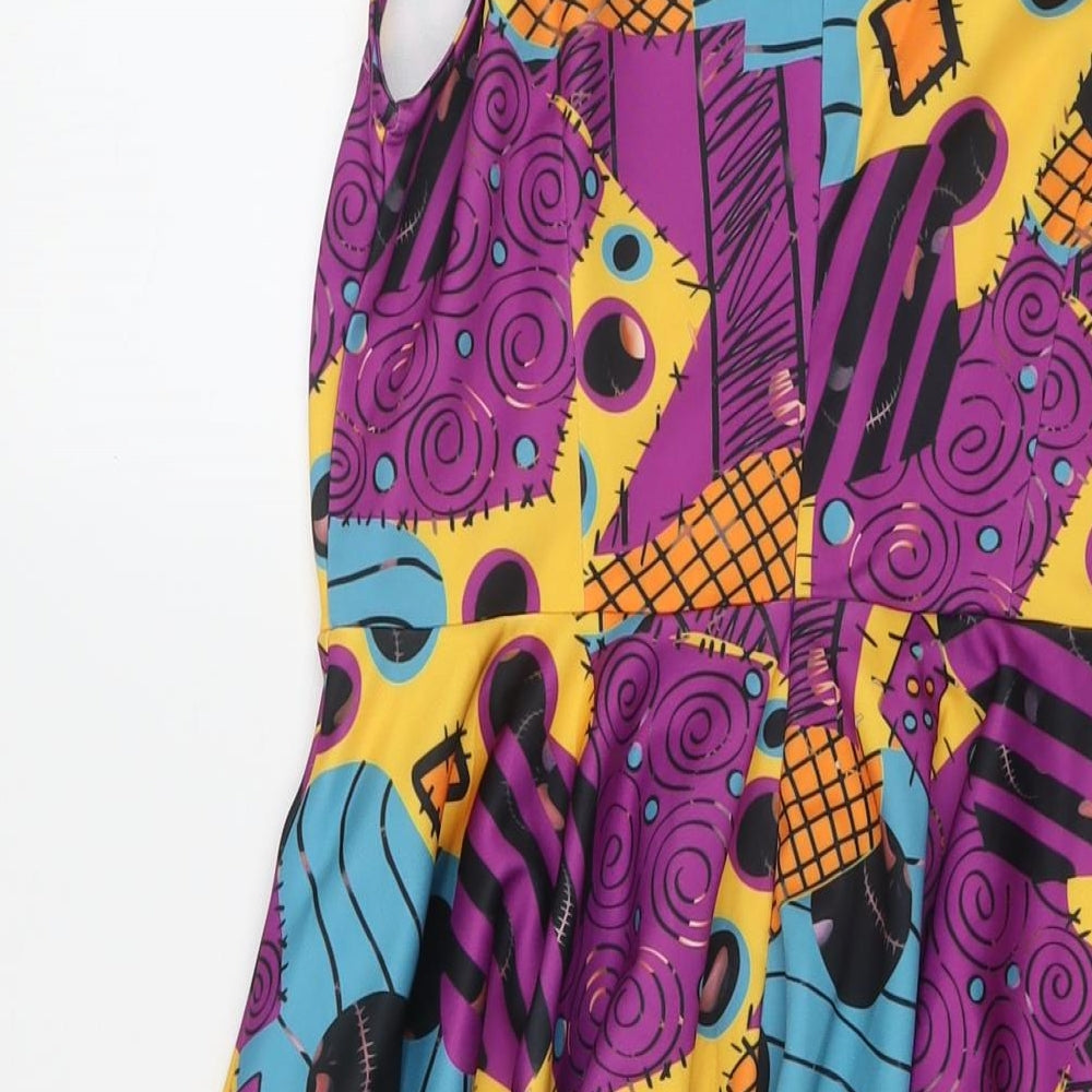Made Whit Love Womens Multicoloured Geometric Polyester Trapeze & Swing Size 6 V-Neck Zip - Size 6-8