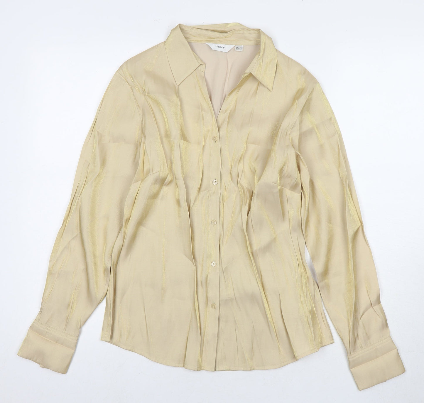 Womens UK Size 14 NEXT Gold Basic Button-Up