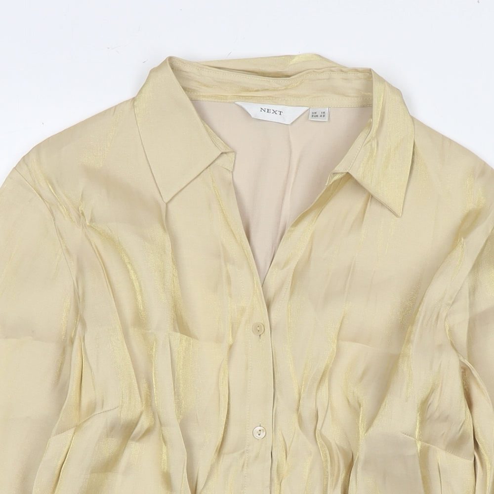 Womens UK Size 14 NEXT Gold Basic Button-Up