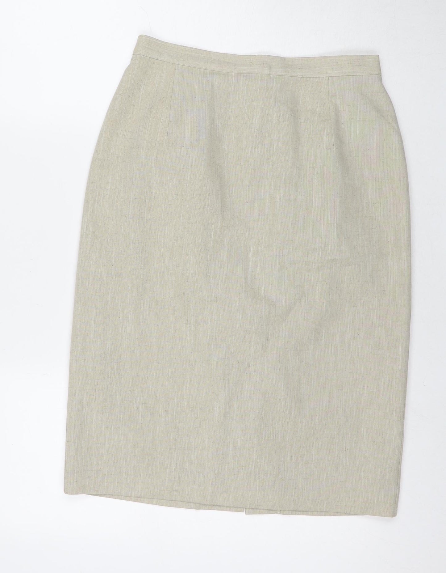 Marks and Spencer Womens Beige Polyester A-Line Skirt Size 12 Zip