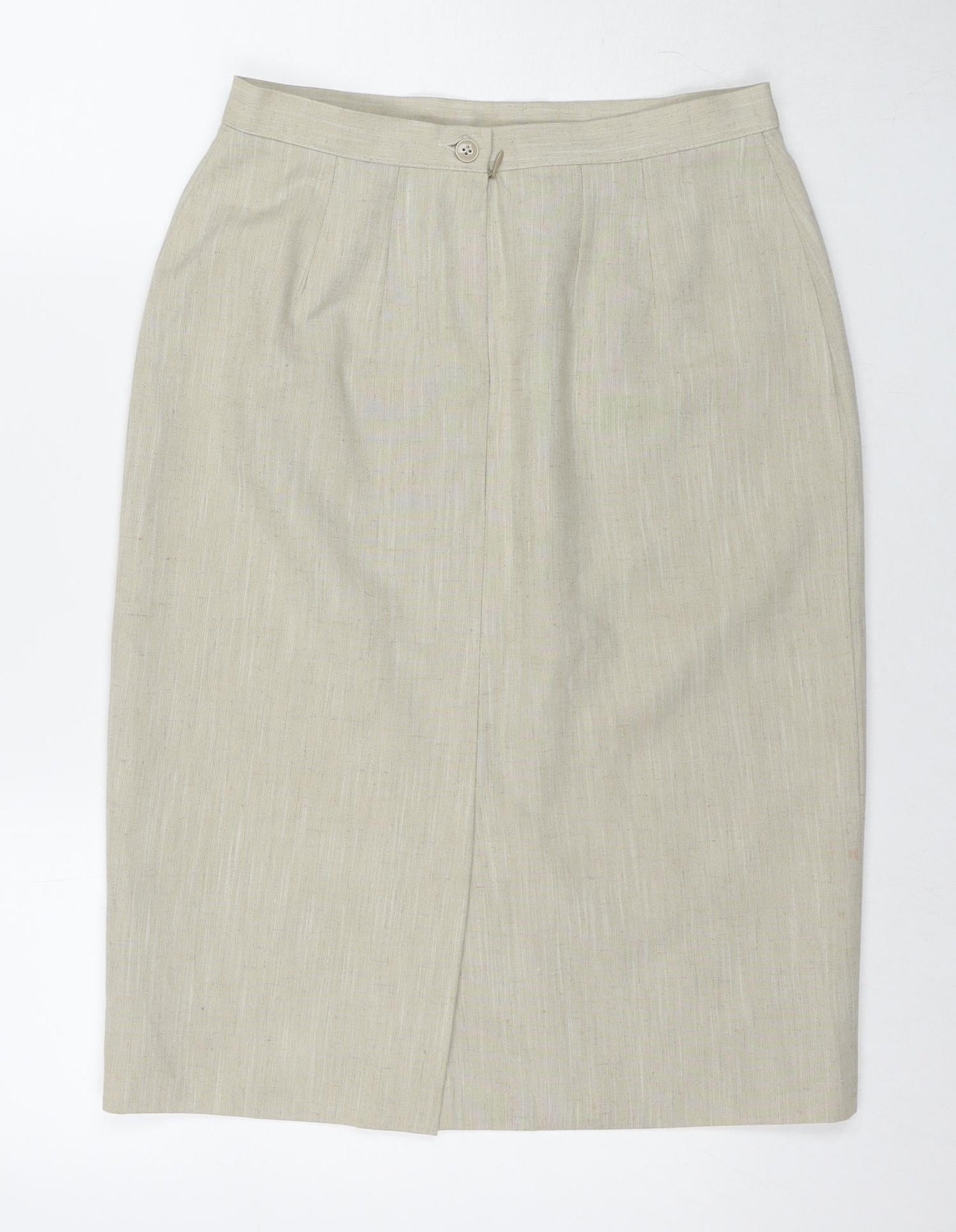 Marks and Spencer Womens Beige Polyester A-Line Skirt Size 12 Zip