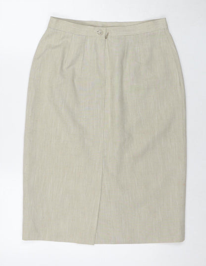 Marks and Spencer Womens Beige Polyester A-Line Skirt Size 12 Zip