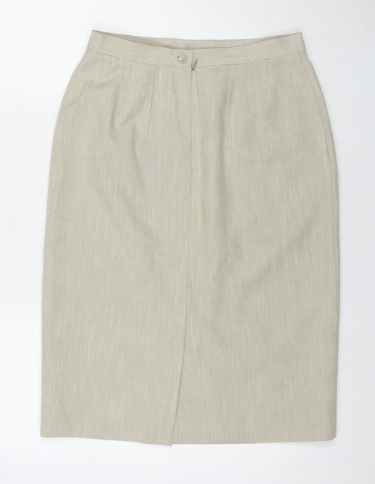Marks and Spencer Womens Beige Polyester A-Line Skirt Size 12 Zip