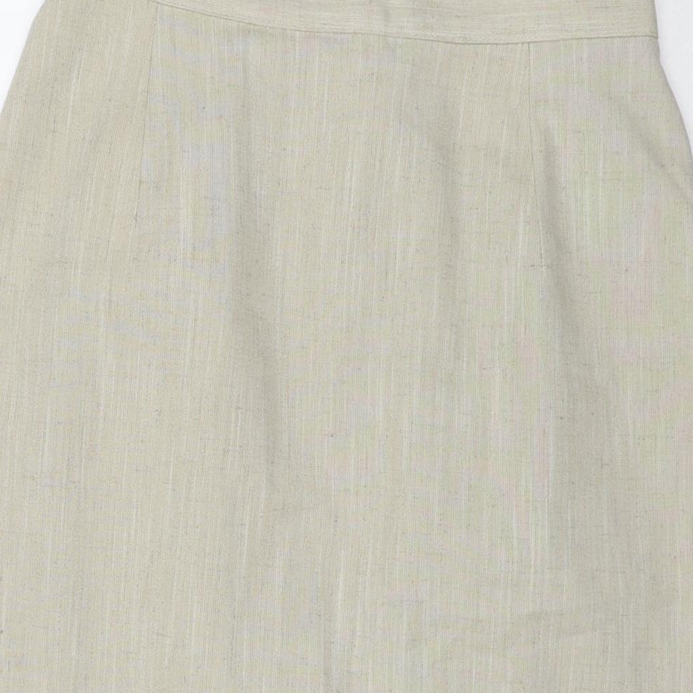 Marks and Spencer Womens Beige Polyester A-Line Skirt Size 12 Zip