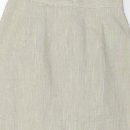 Marks and Spencer Womens Beige Polyester A-Line Skirt Size 12 Zip