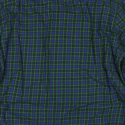 H&M Mens Green Check Cotton Button-Up Size M Collared Button