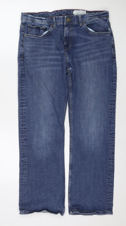 Denim365 Mens Blue Cotton Straight Jeans Size 36 in L26 in Regular Zip