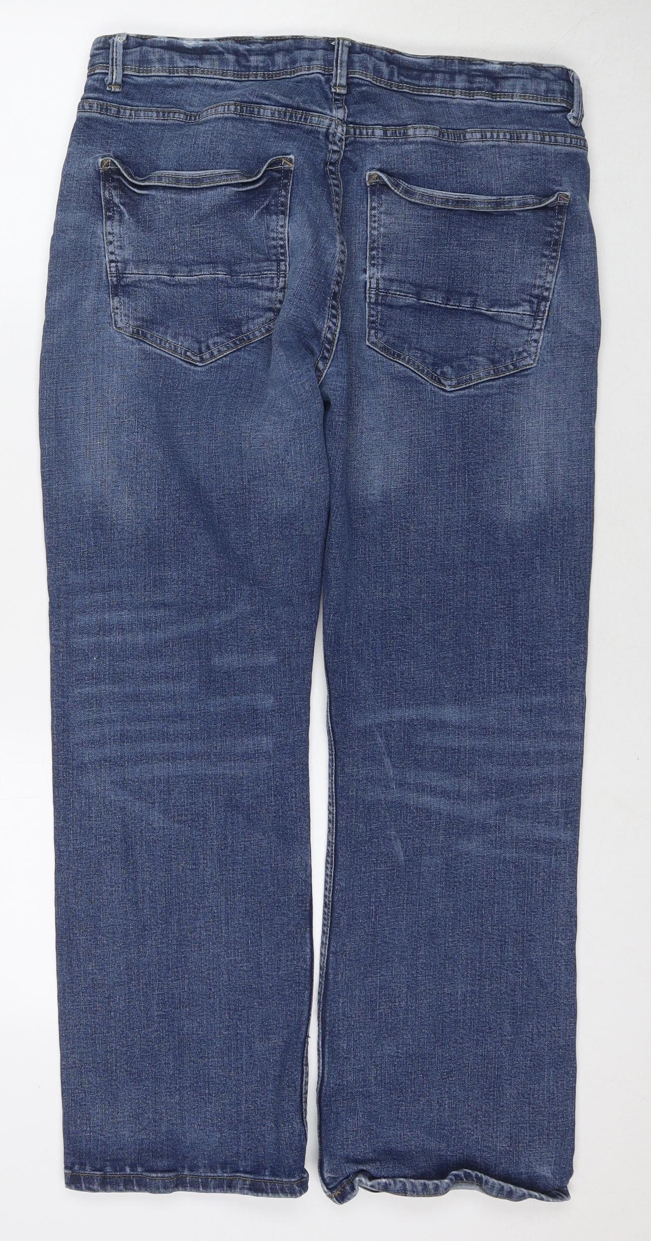 Denim365 Mens Blue Cotton Straight Jeans Size 36 in L26 in Regular Zip