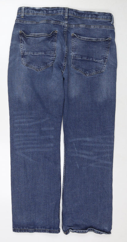 Denim365 Mens Blue Cotton Straight Jeans Size 36 in L26 in Regular Zip