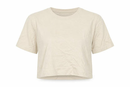 Womens UK Size M Stradivarius Beige Basic T-Shirt