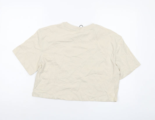 Womens UK Size M Stradivarius Beige Basic T-Shirt