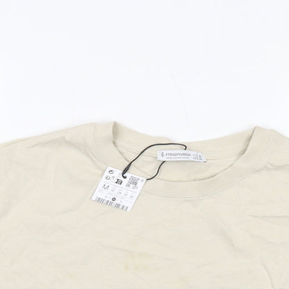 Womens UK Size M Stradivarius Beige Basic T-Shirt