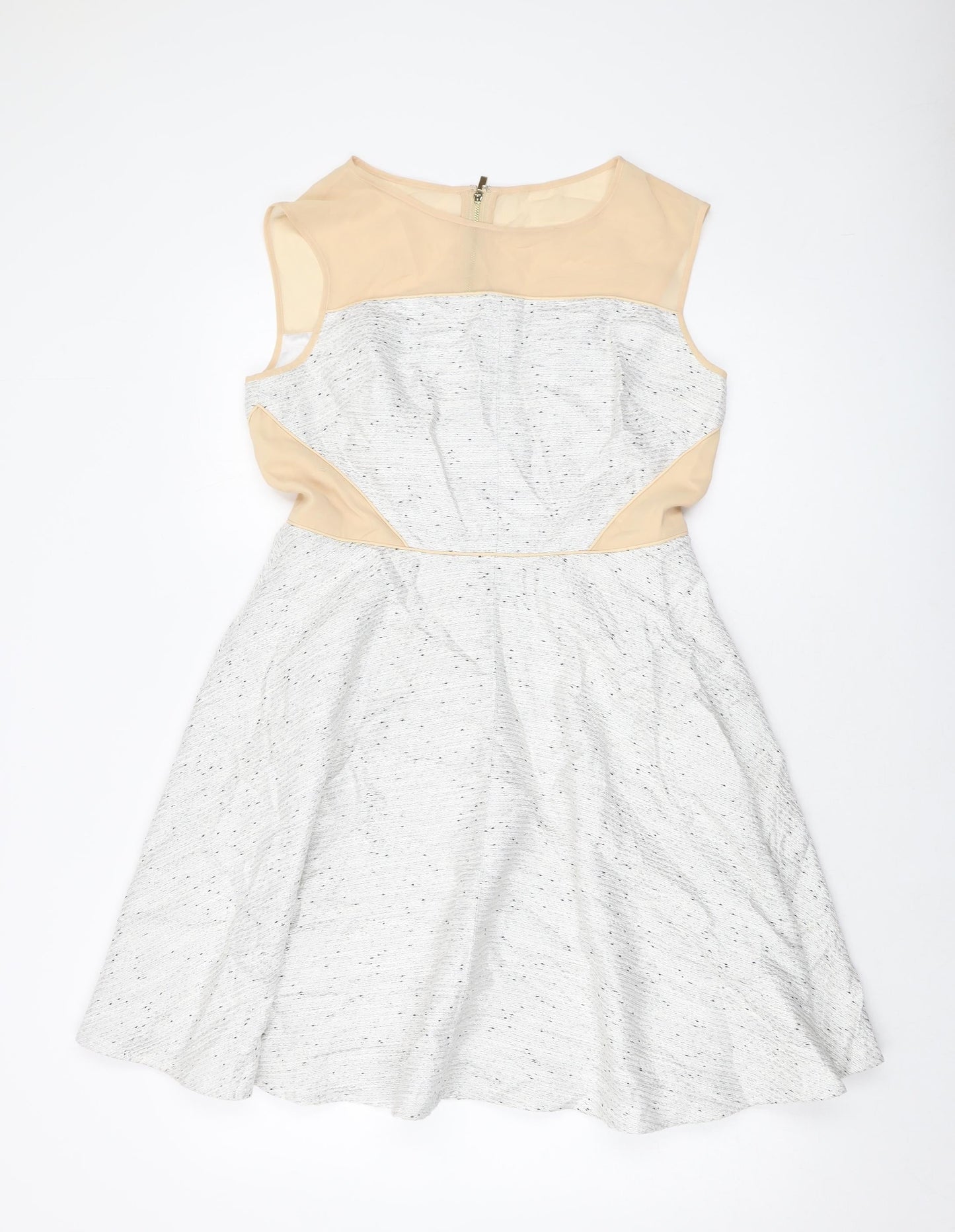 Coast Womens Grey Acrylic A-Line Size 14 Round Neck Zip