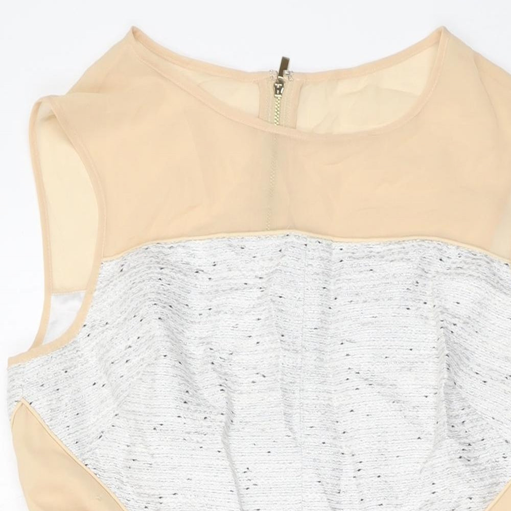 Coast Womens Grey Acrylic A-Line Size 14 Round Neck Zip