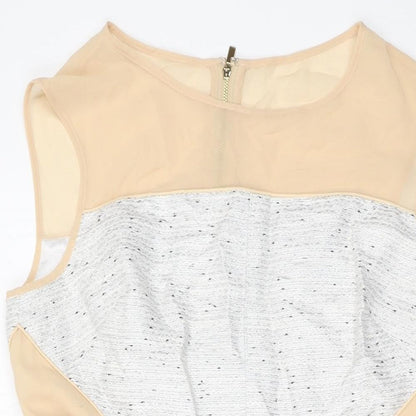 Coast Womens Grey Acrylic A-Line Size 14 Round Neck Zip