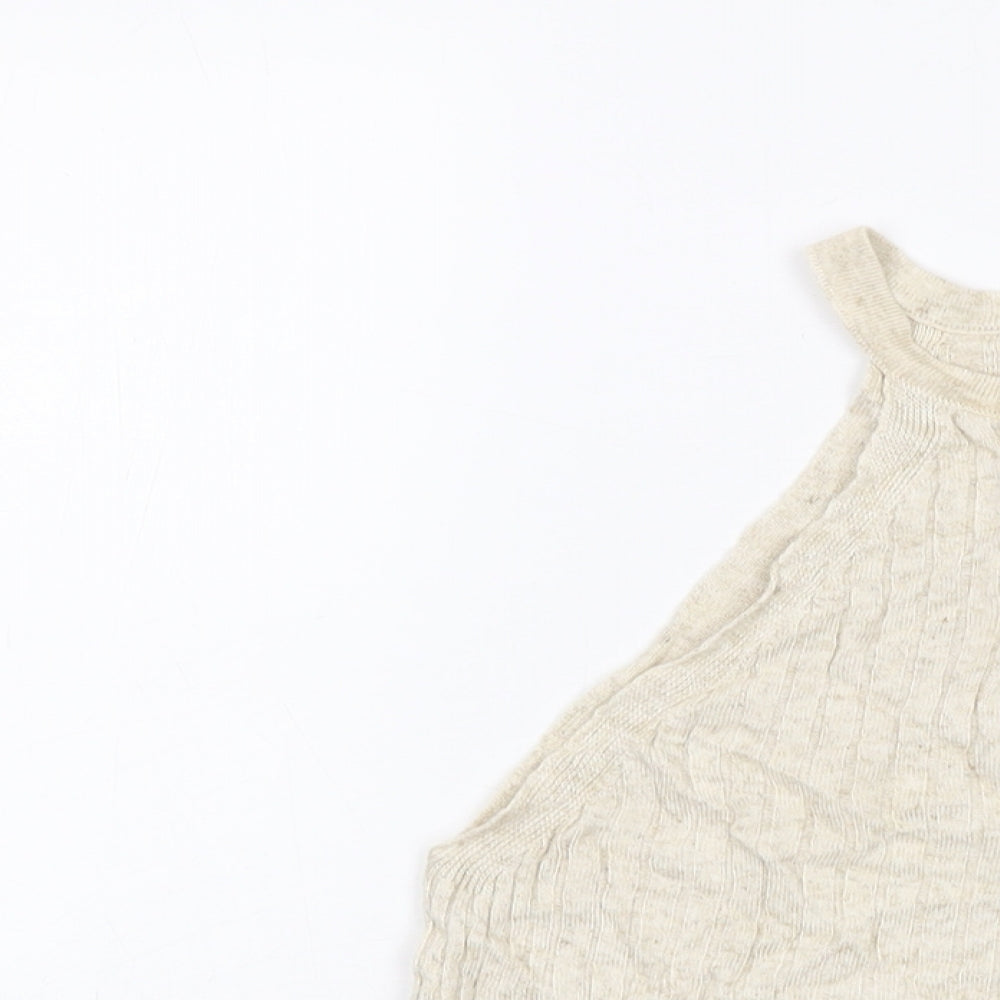 Womens UK Size M Topshop Beige Basic Tank