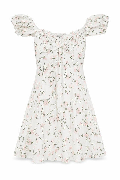 PRETTYLITTLETHING Womens White Floral Polyester Mini Size 8 Sweetheart Pullover
