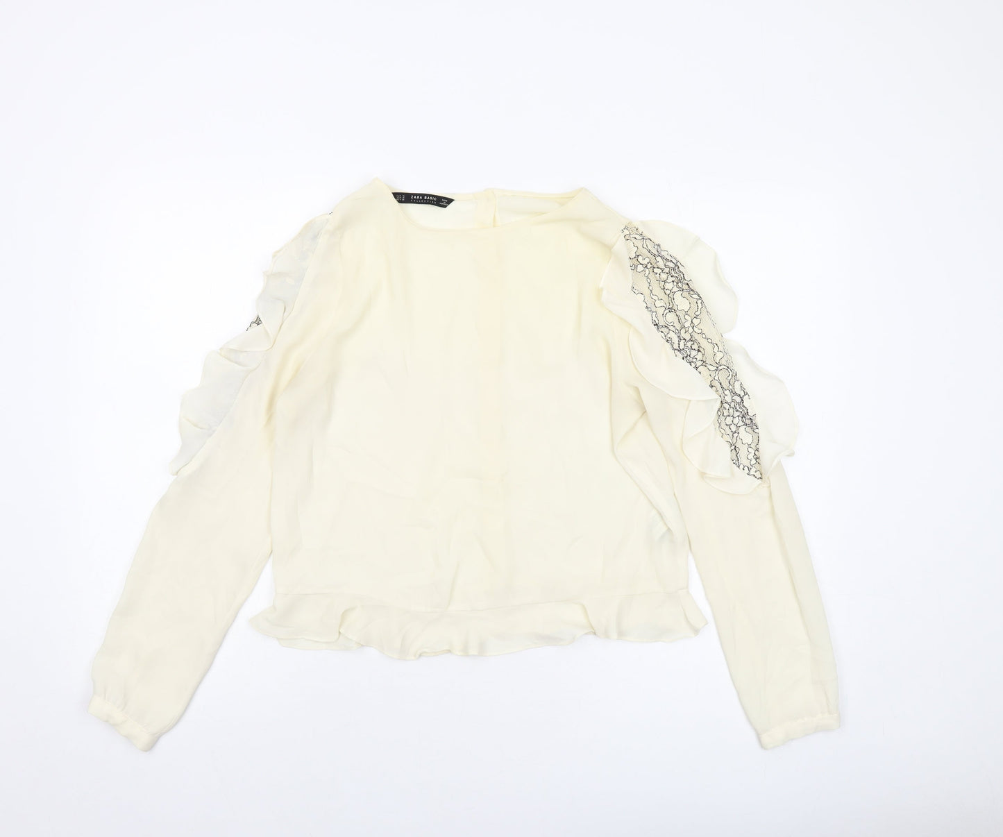 Womens UK Size M Zara Ivory Basic Blouse