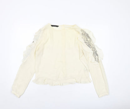 Womens UK Size M Zara Ivory Basic Blouse