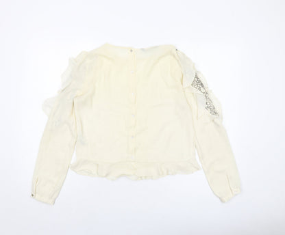 Womens UK Size M Zara Ivory Basic Blouse