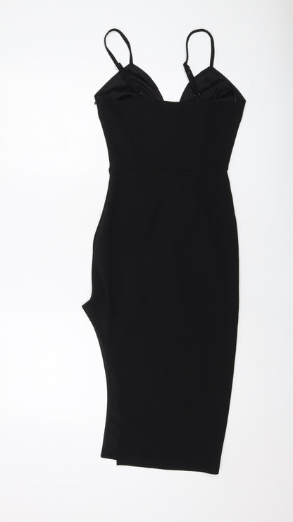 Missguided Womens Black Polyester Bodycon Size 4 Sweetheart Zip