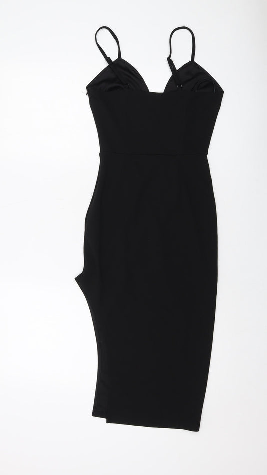 Missguided Womens Black Polyester Bodycon Size 4 Sweetheart Zip