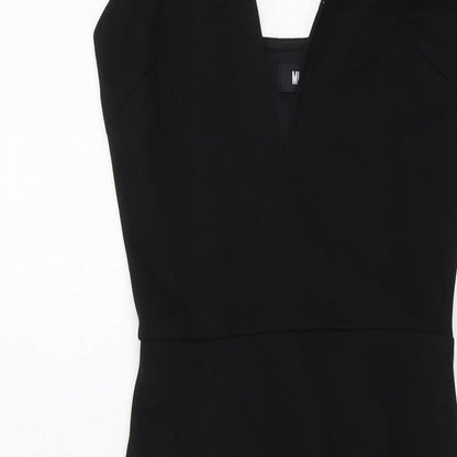Missguided Womens Black Polyester Bodycon Size 4 Sweetheart Zip