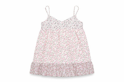 Front view of Gap girls’ pink floral cotton basic tank, size 6-7, years square neck pullover