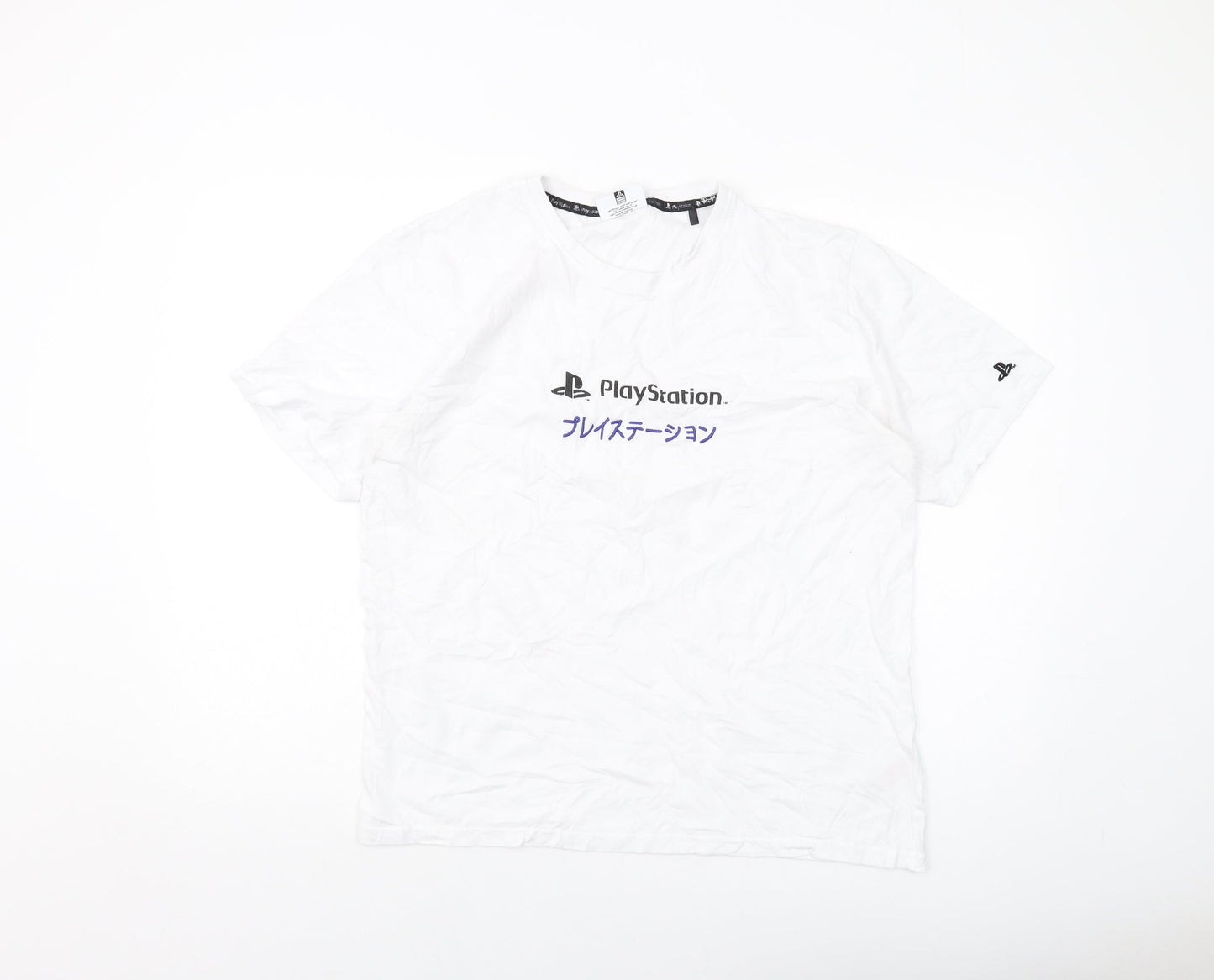 PlayStation Mens White Cotton T-Shirt Size M Crew Neck