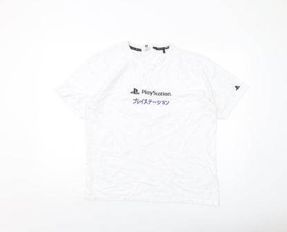 PlayStation Mens White Cotton T-Shirt Size M Crew Neck