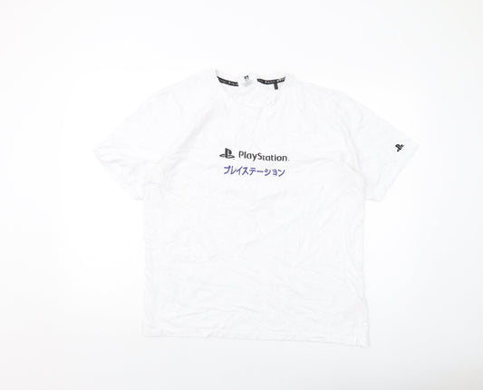 PlayStation Mens White Cotton T-Shirt Size M Crew Neck