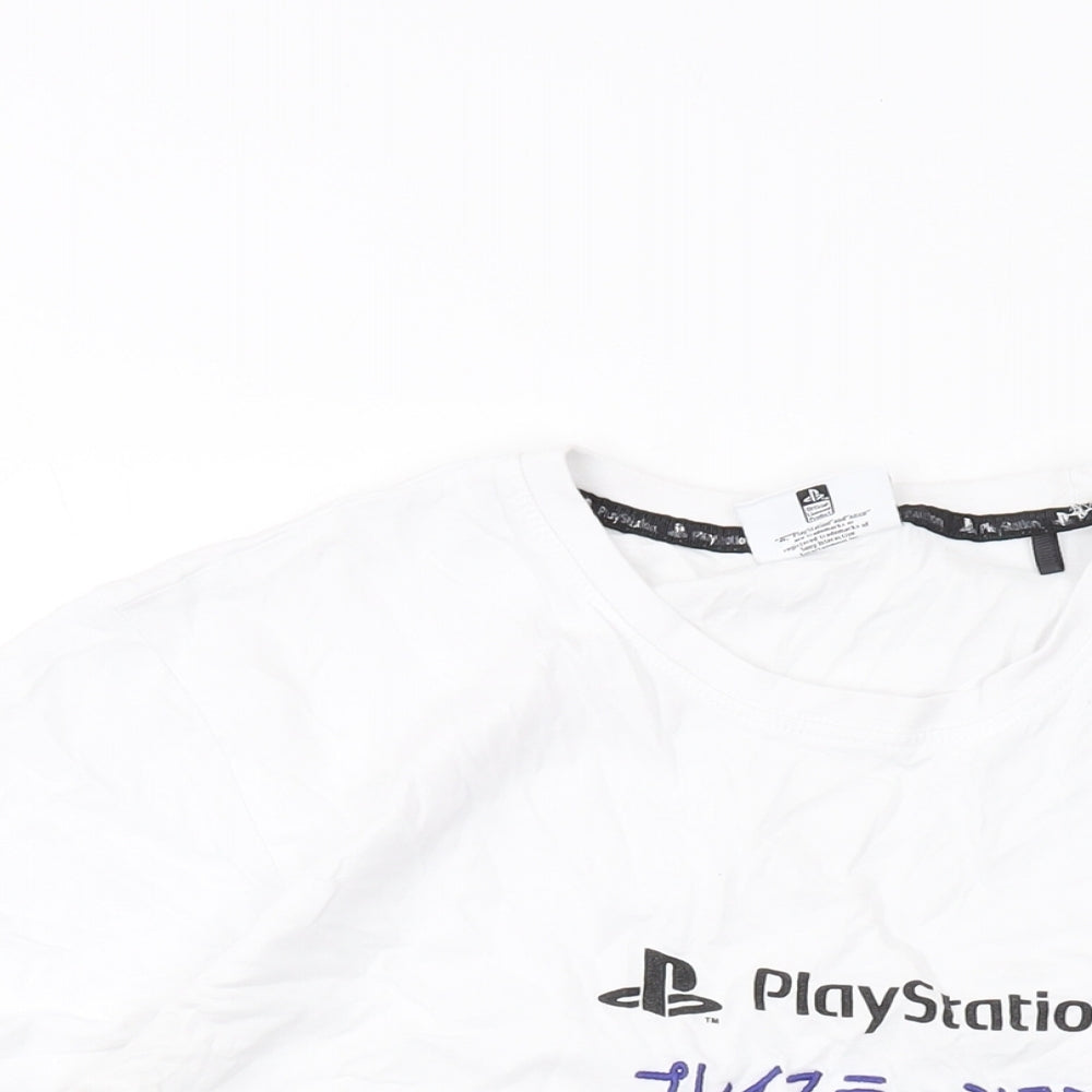 PlayStation Mens White Cotton T-Shirt Size M Crew Neck