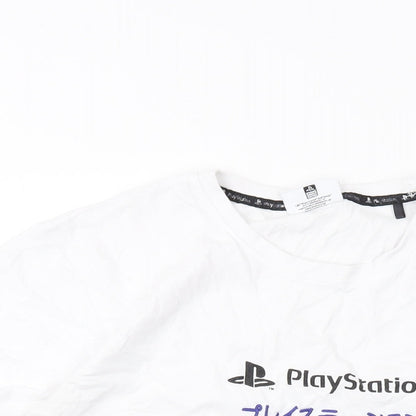 PlayStation Mens White Cotton T-Shirt Size M Crew Neck